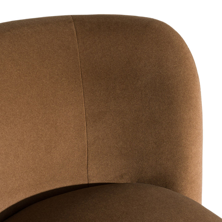 Norris - Modern Brown Fabric Swivel Dining Chair