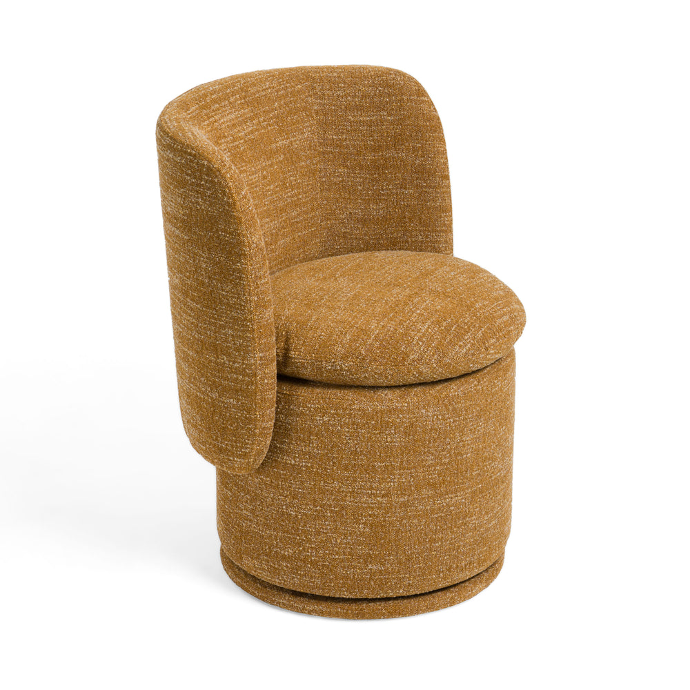 Norris - Modern Mustard Fabric Swivel Dining Chair - View 2