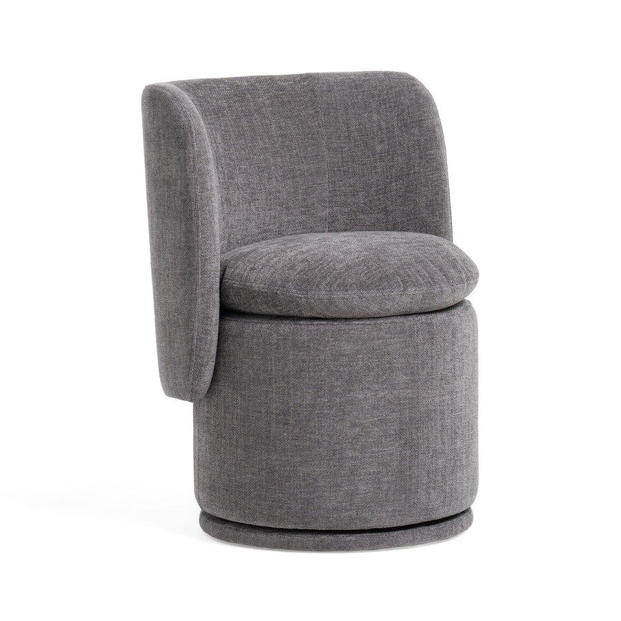Norris - Modern Dark Grey Fabric Swivel Dining Chair