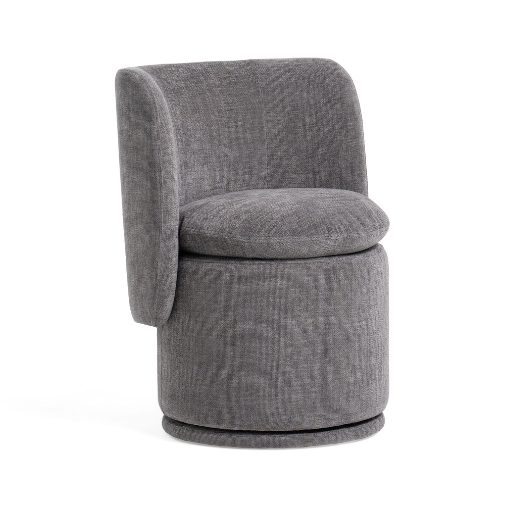 Norris - Modern Dark Grey Fabric Swivel Dining Chair - View 2