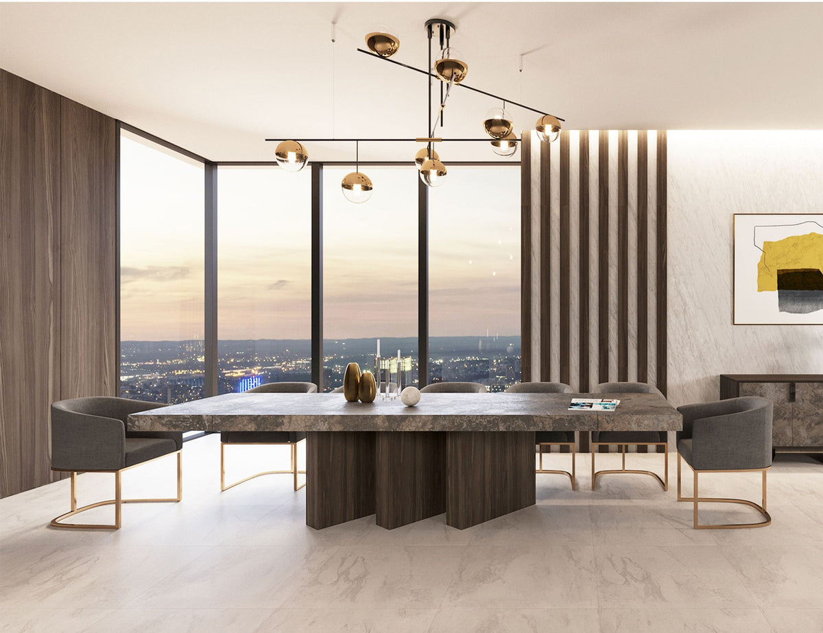 Amsterdam - Modern Grey Volcano & Eucalyptus Oak Dining Table - View 3