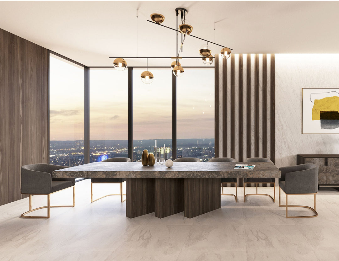 Amsterdam - Modern Grey Volcano & Eucalyptus Oak Dining Table