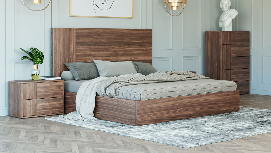 Asus - Queen Italian Modern Walnut Bed