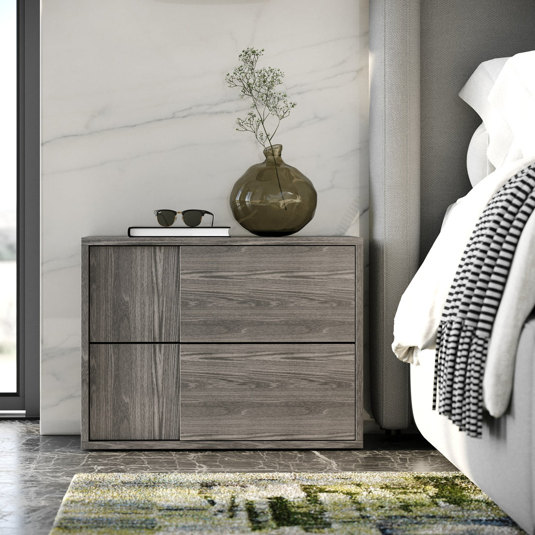 Asus - Italian Modern Elm Grey Nightstand