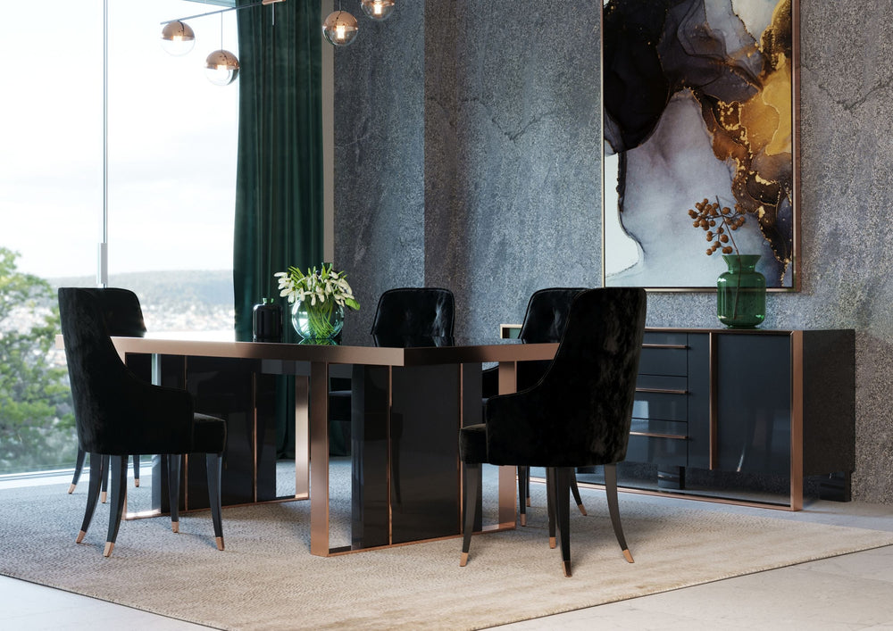 Cartier Modern Black & Rosegold Dining Table - View 4