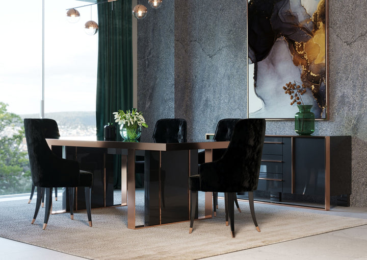 Cartier Modern Black &amp; Rosegold Dining Table