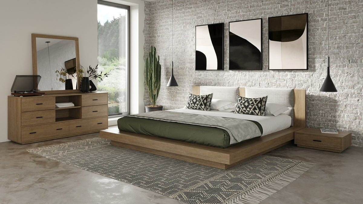 Queen Fantasia - Contemporary Walnut & Grey 4-Piece Bedroom Set