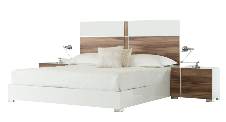 Giovanna Italian Mid-Century White &amp; Cherry Bed