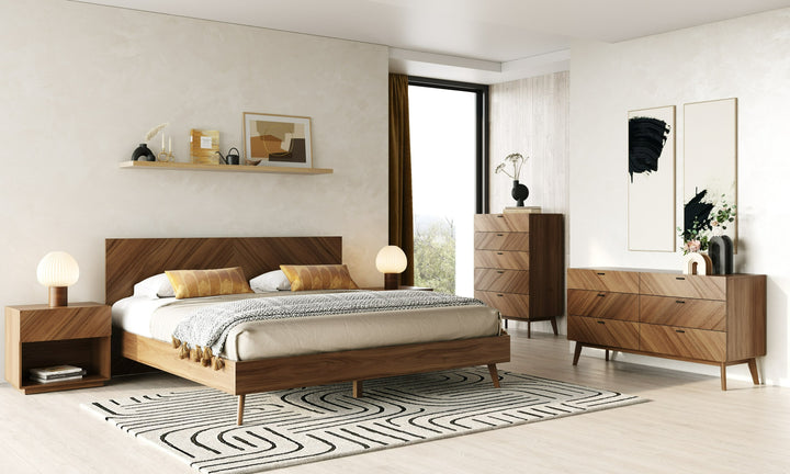 Kamela -Modern Walnut Bed