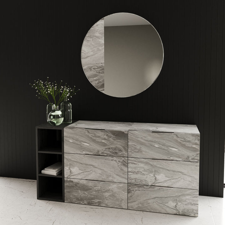 Maranello - Modern Grey Faux Marble Mirror