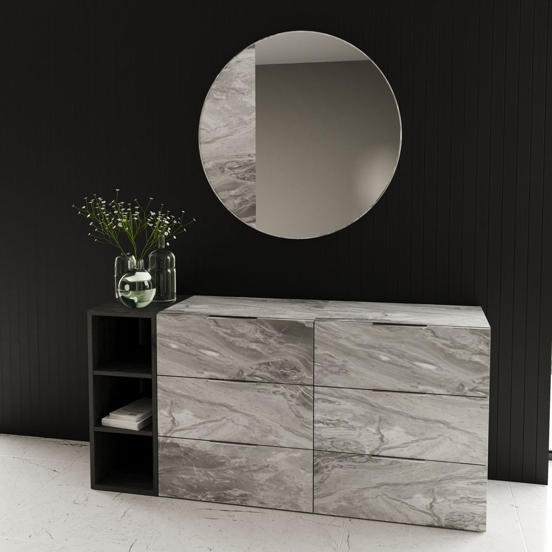 Maranello - Modern Grey Wash & Faux Marble Dresser