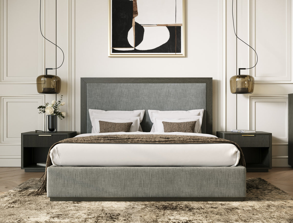 Santa Barbara - Modern Grey Fabric + Grey Wash Bed - View 2
