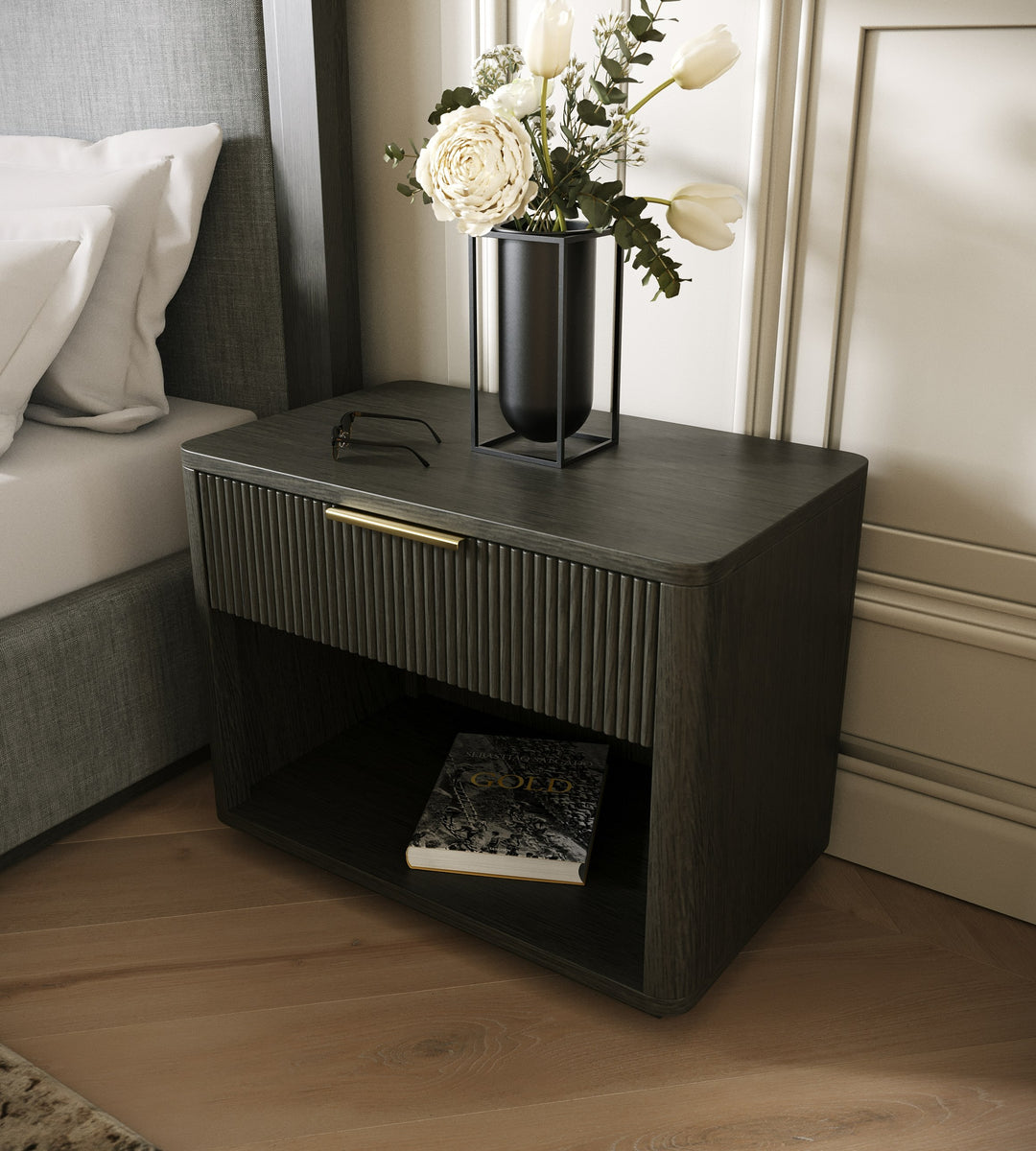 Santa Monica  Modern Grey Wash Nightstand