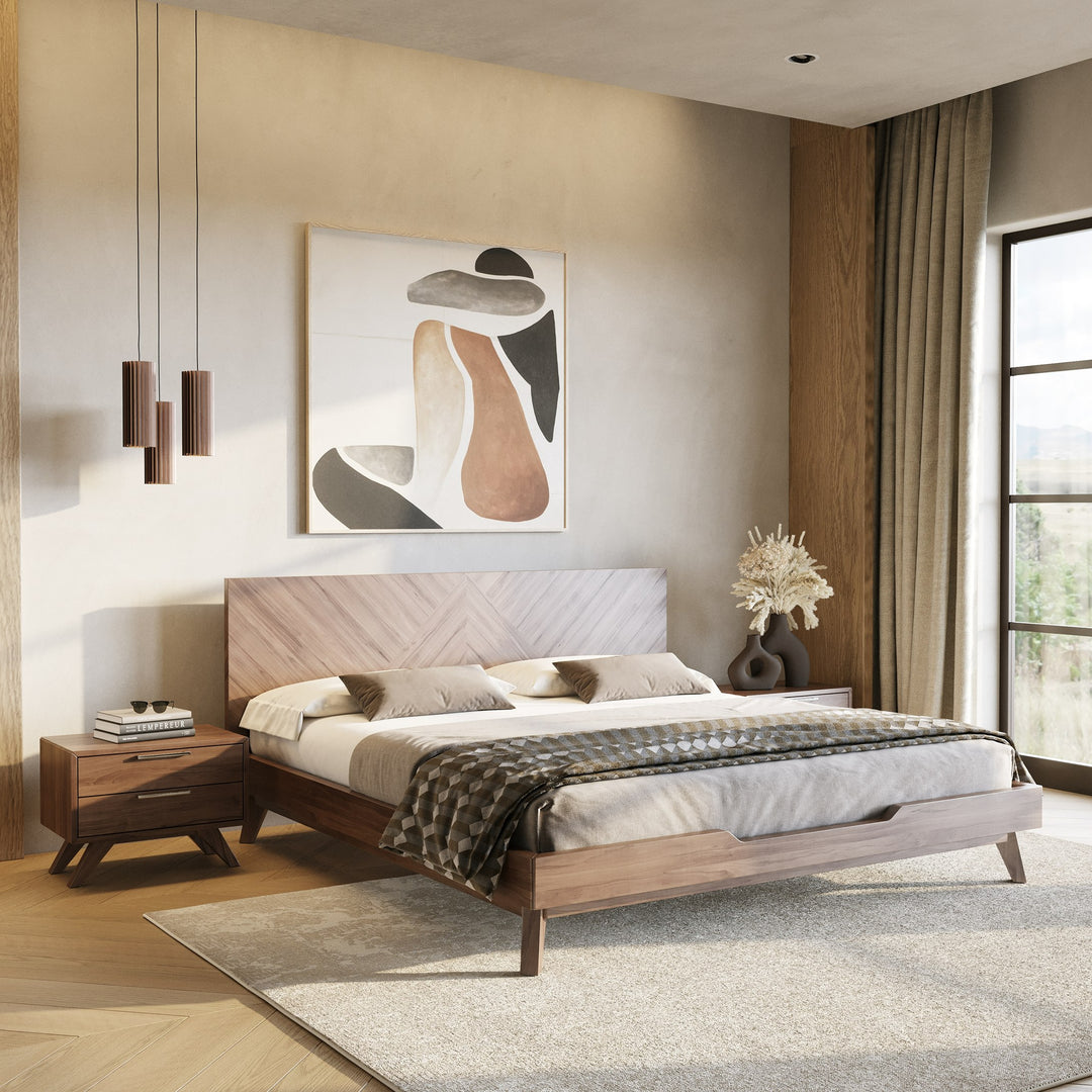 Soren  Modern Walnut Bed