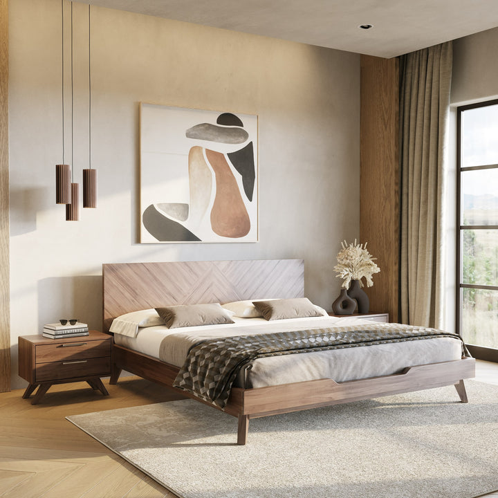Soren  Modern Walnut Bed