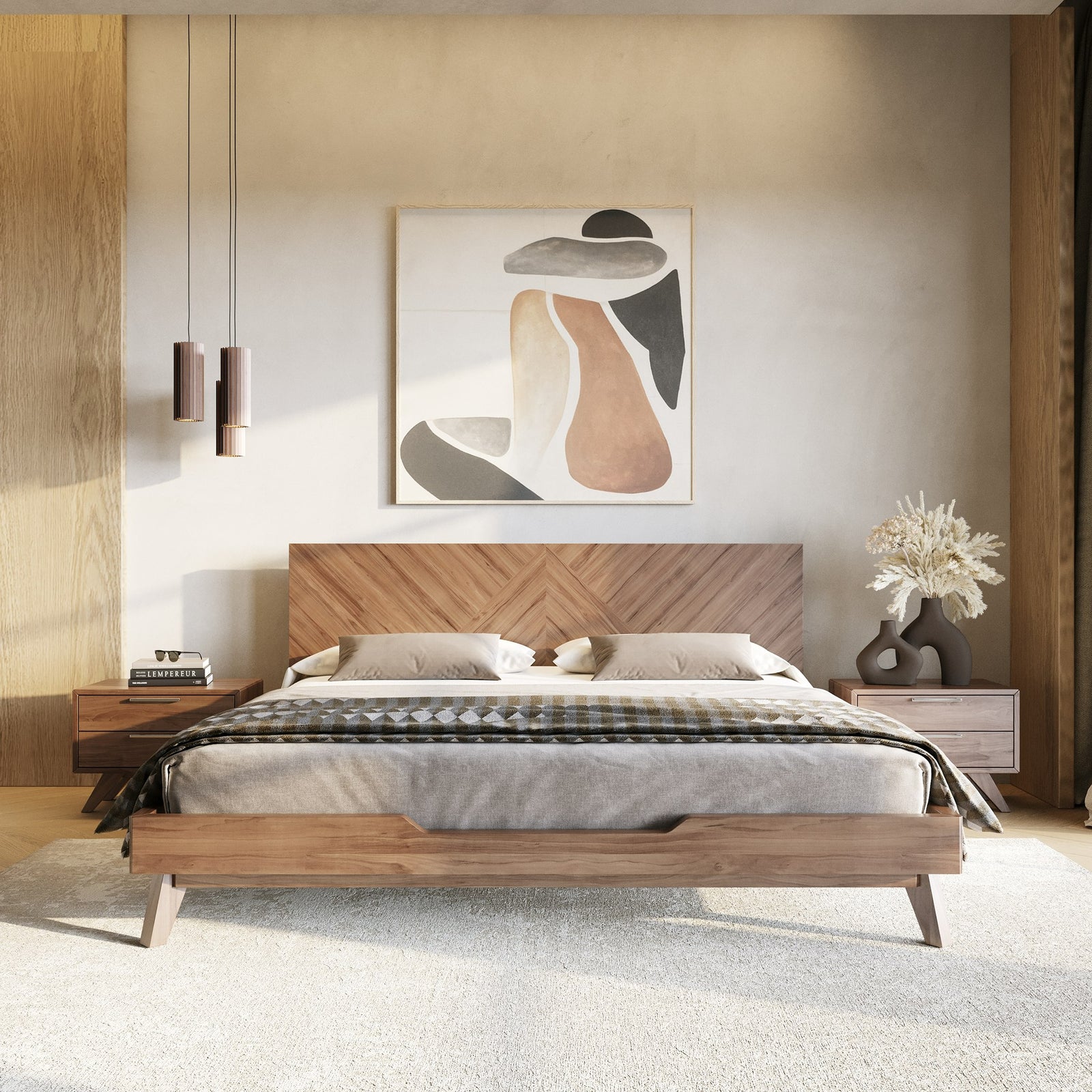 Soren - Modern Walnut Bed - View 3