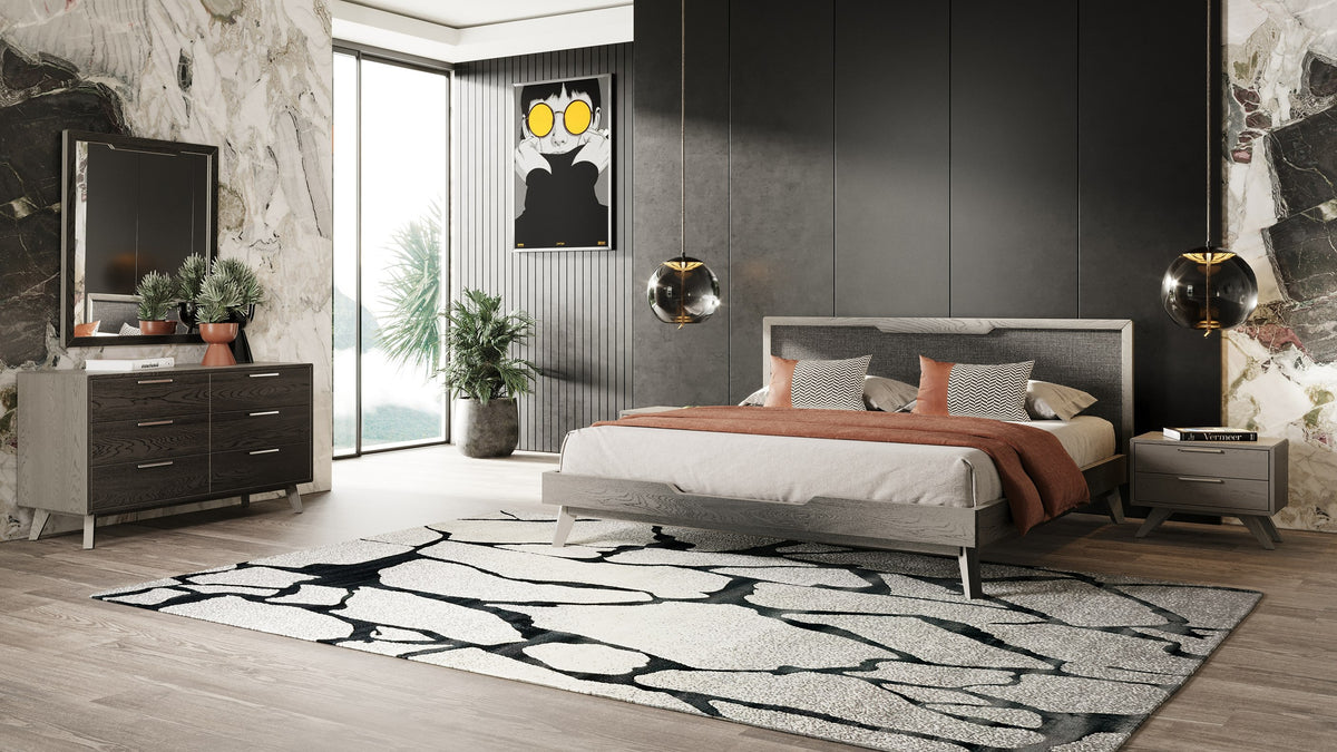 Soria Modern Grey Wash Bedroom Set