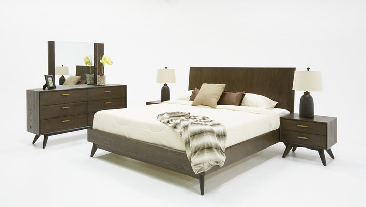 Novak Modern Dark Oak &amp; Antique Brass Mirror