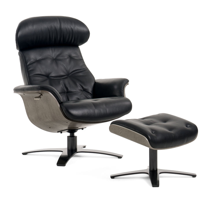 Nowak Modern Black Lounge Chair &amp; Ottoman Set