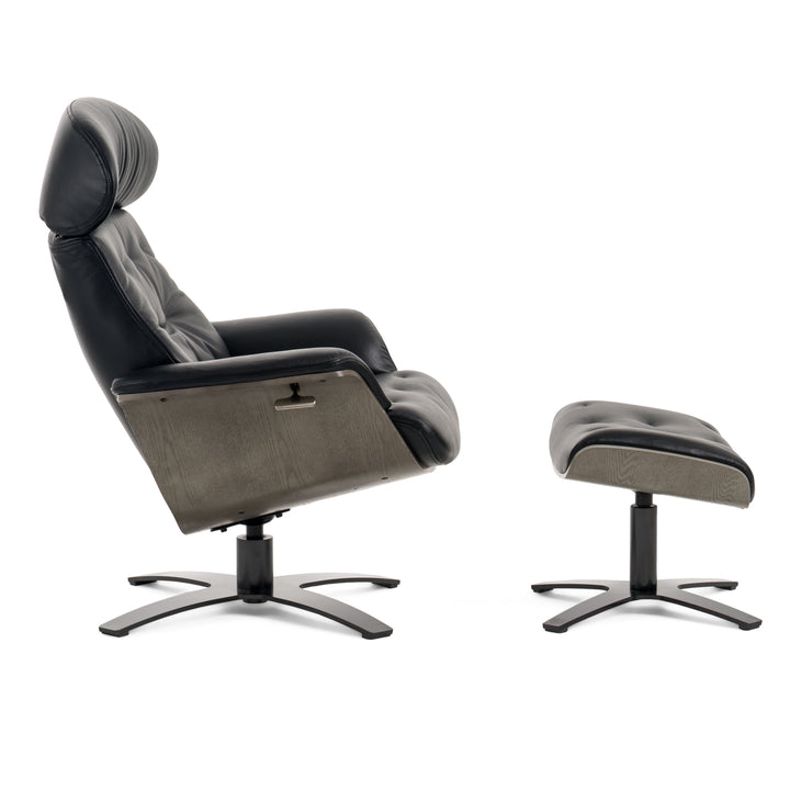 Nowak Modern Black Lounge Chair &amp; Ottoman Set
