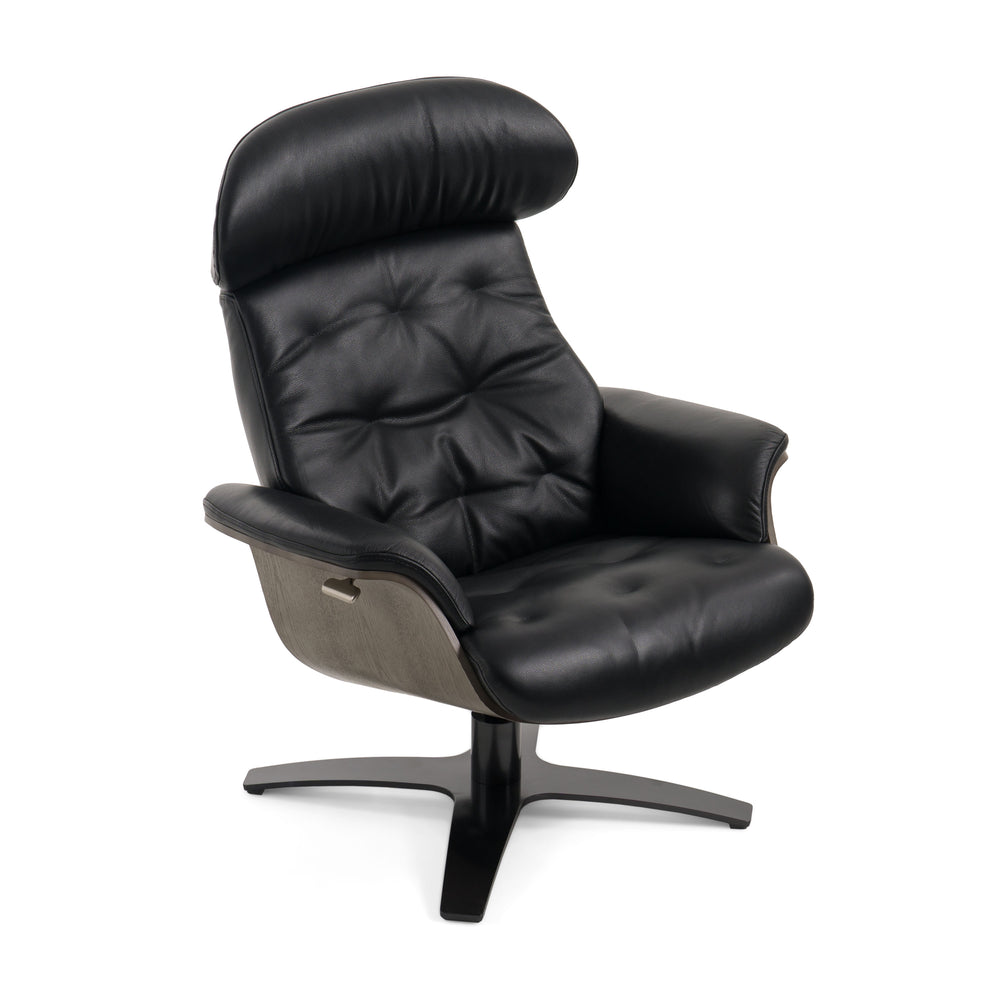 Nowak Modern Black Lounge Chair & Ottoman Set - View 4