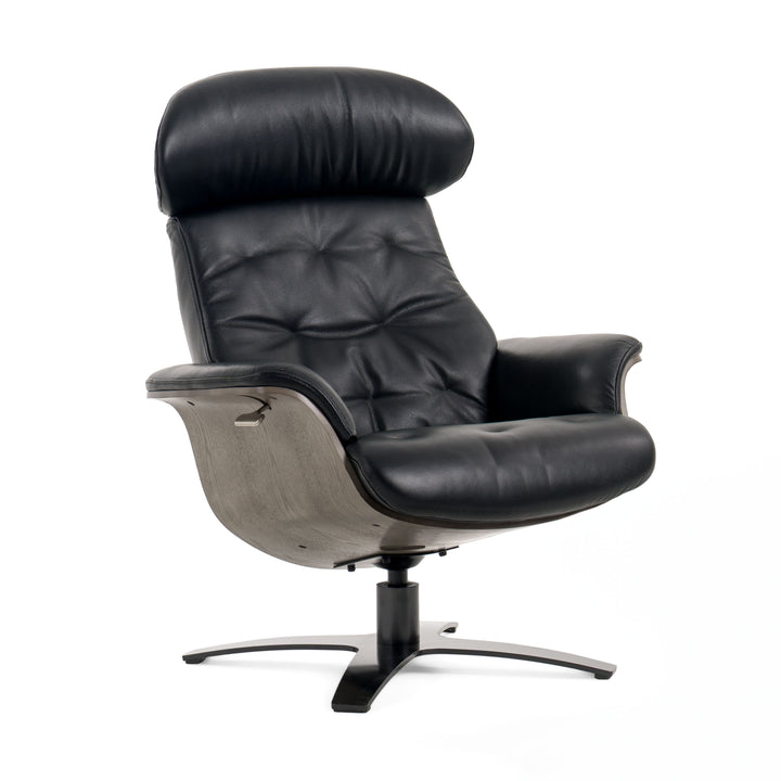 Nowak Modern Black Lounge Chair &amp; Ottoman Set