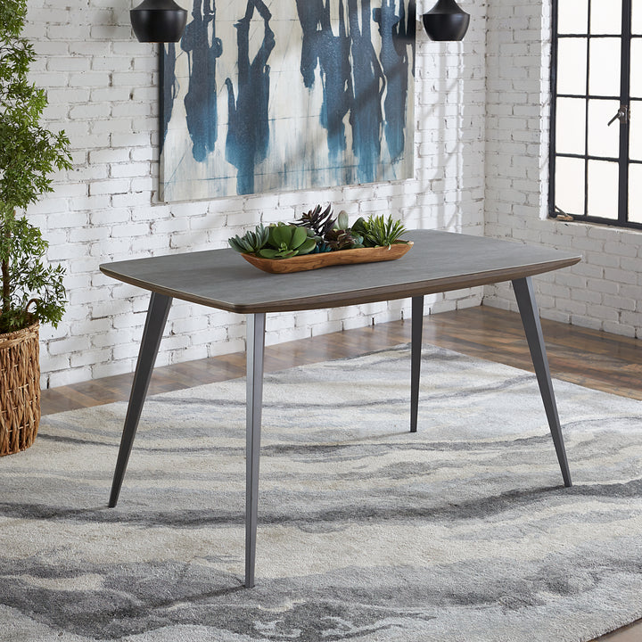 Modus Furniture Lgld60 Tiago Wood Frame Dining Table In Gray Stone And Black Metal