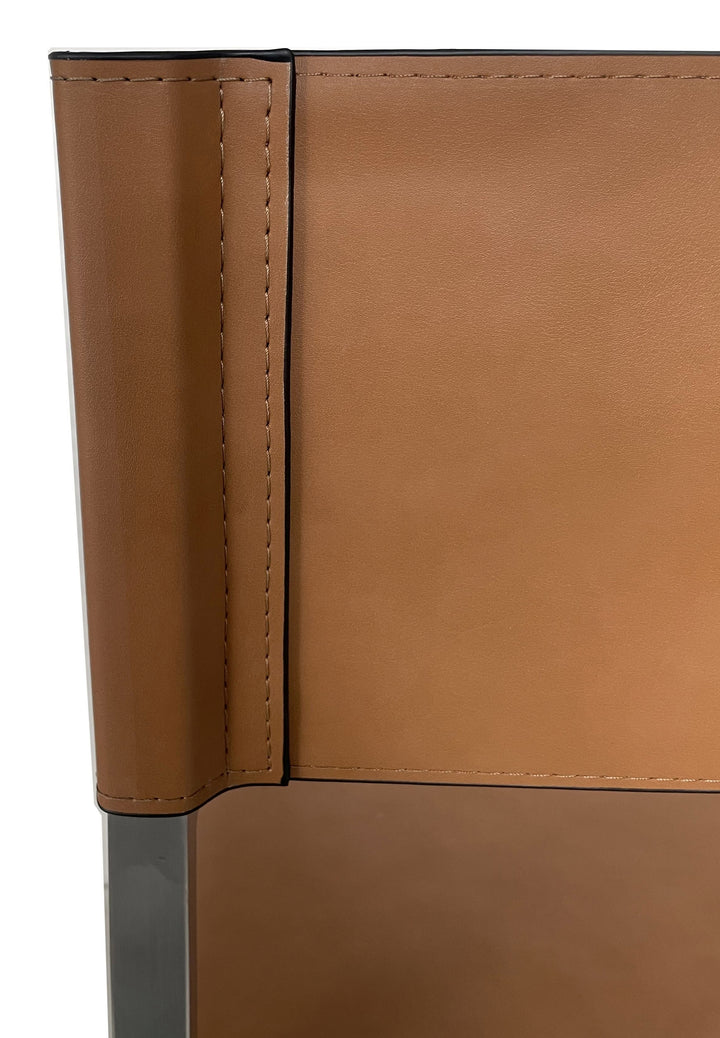 Modus Furniture Jvhh63 One Modern Coastal Directors Dining Arm Chair In Cognac And Brushed Stainless Steel