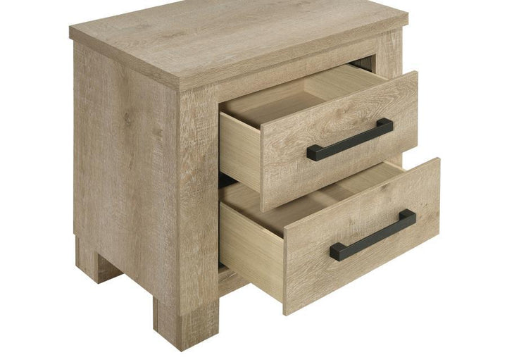 Oakglen - 2 - Drawer Nightstand Bedside Table - Weathered Oak Accent Nightstand modern furniture Contempo Furniture