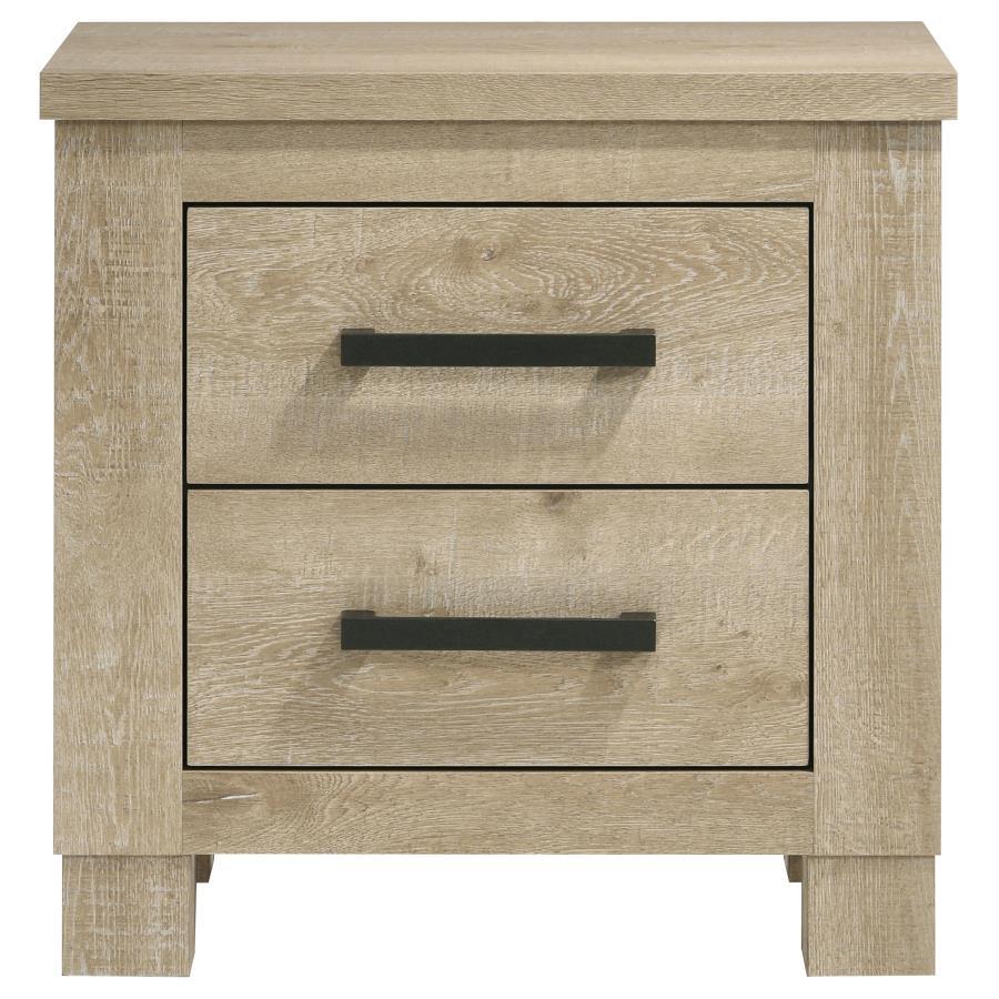 Oakglen - 2 - Drawer Nightstand Bedside Table - Weathered Oak Accent Nightstand modern furniture Contempo Furniture