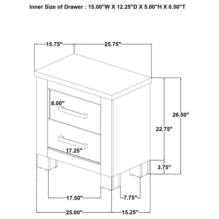 Oakglen - 2 - Drawer Nightstand Bedside Table - Weathered Oak Accent Nightstand modern furniture Contempo Furniture