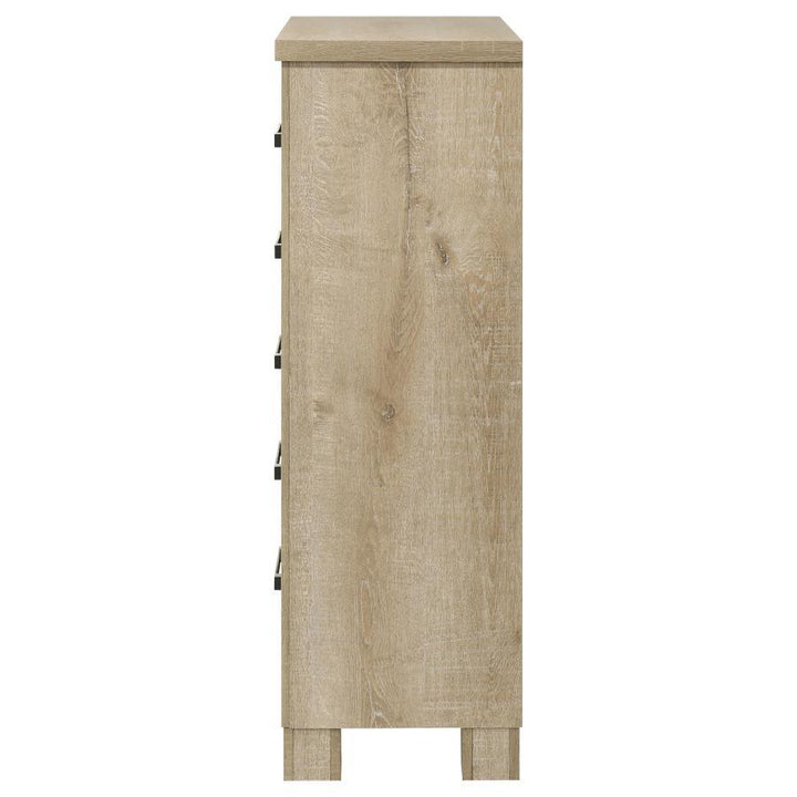 Oakglen - 5 - Drawer Bedroom Chest Of Drawers - Weathered Oak Accent Chest modern furniture Contempo Furniture