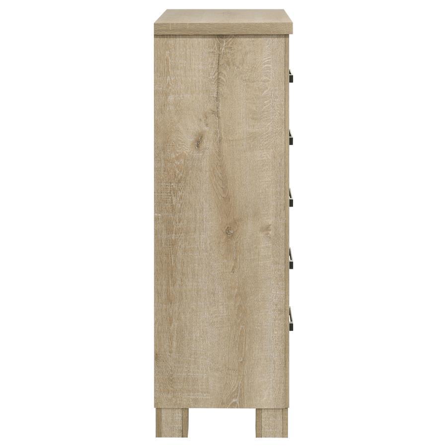 Oakglen - 5 - Drawer Bedroom Chest Of Drawers - Weathered Oak Accent Chest modern furniture Contempo Furniture