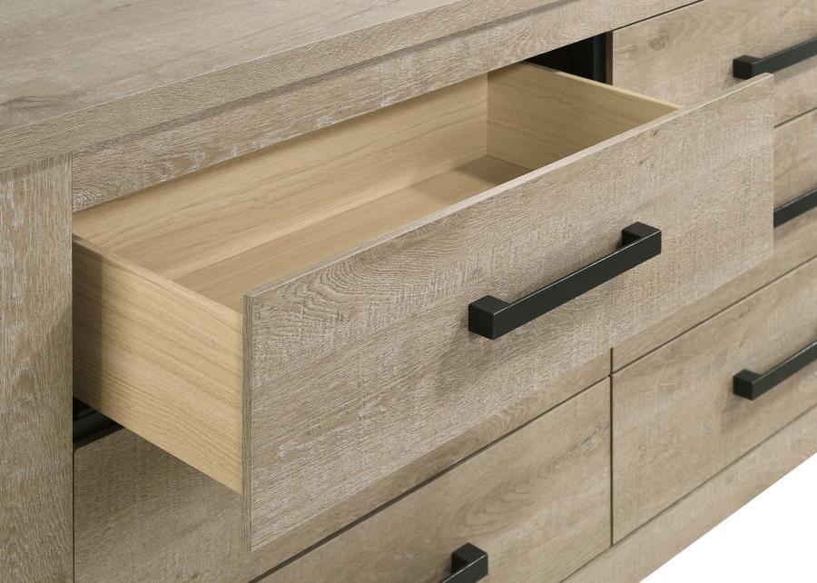 Oakglen - 6 - Drawer Bedroom Dresser And Mirror - Weathered Oak Dresser & Mirror modern furniture Contempo Furniture