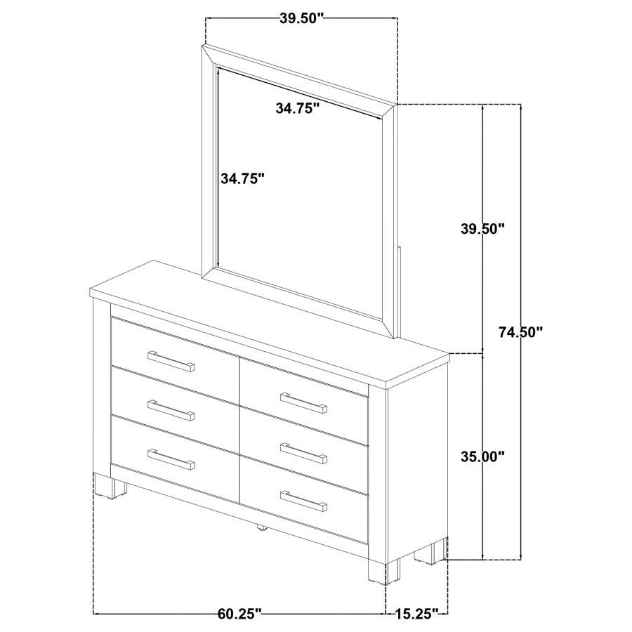 Oakglen - 6 - Drawer Bedroom Dresser And Mirror - Weathered Oak Dresser & Mirror modern furniture Contempo Furniture