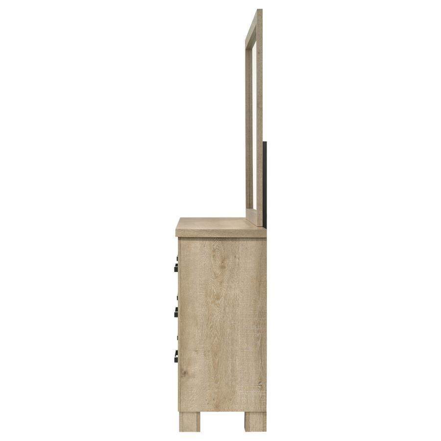 Oakglen - 6 - Drawer Bedroom Dresser And Mirror - Weathered Oak Dresser & Mirror modern furniture Contempo Furniture