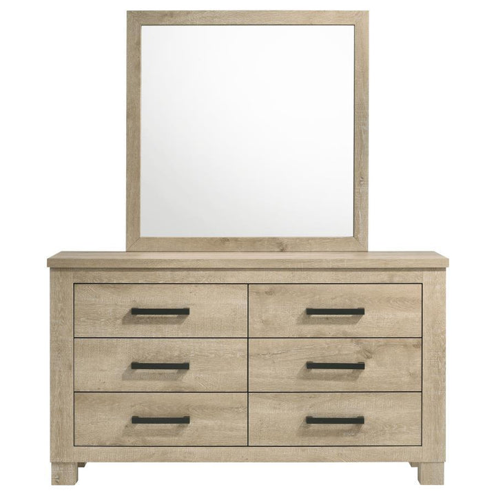Oakglen - 6 - Drawer Bedroom Dresser And Mirror - Weathered Oak Dresser &amp; Mirror modern furniture Contempo Furniture