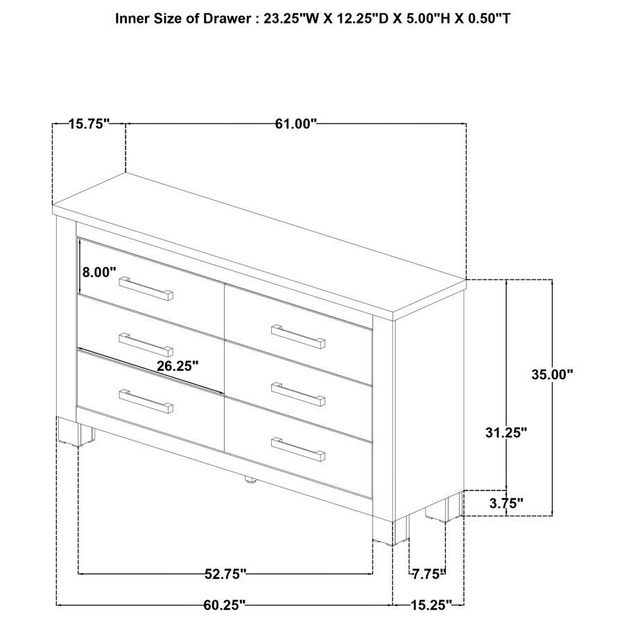 Oakglen - 6 - Drawer Bedroom Dresser - Weathered Oak Dressers modern furniture Contempo Furniture