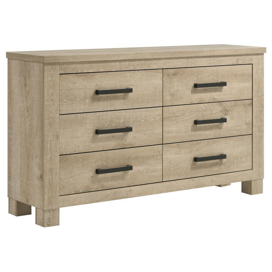 Oakglen - 6 - Drawer Bedroom Dresser - Weathered Oak Dressers modern furniture Contempo Furniture