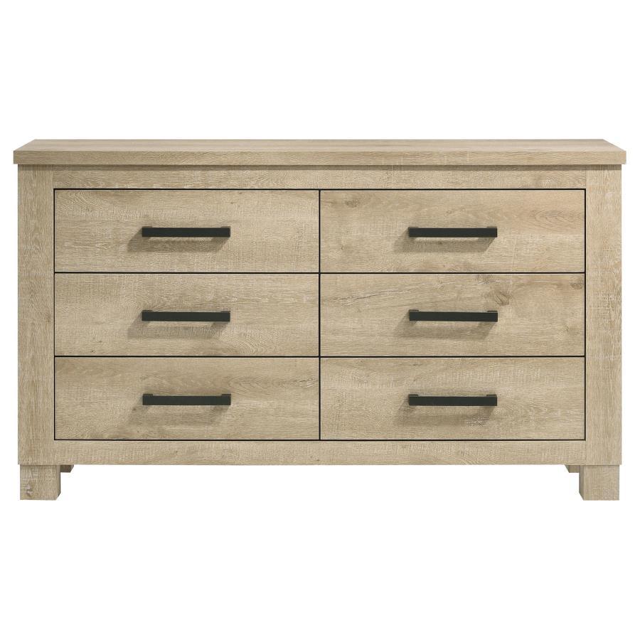 Oakglen - 6 - Drawer Bedroom Dresser - Weathered Oak Dressers modern furniture Contempo Furniture