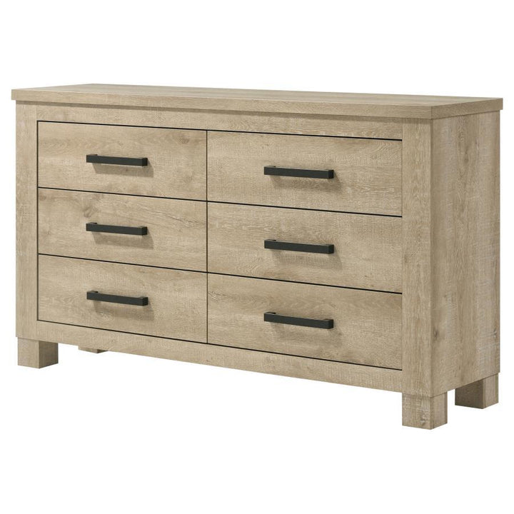Oakglen - 6 - Drawer Bedroom Dresser - Weathered Oak Dressers modern furniture Contempo Furniture
