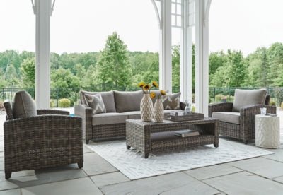 Oasis Court Outdoor Sofa/Chairs/Table Set (Set of 4) - Dark Gray 4 Piece Outdoor Set modern furniture Contempo Furniture