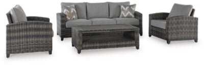 Oasis Court Outdoor Sofa/Chairs/Table Set (Set of 4) - Dark Gray 4 Piece Outdoor Set modern furniture Contempo Furniture