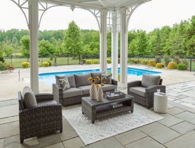 Oasis Court Outdoor Sofa/Chairs/Table Set (Set of 4) - Dark Gray 4 Piece Outdoor Set modern furniture Contempo Furniture