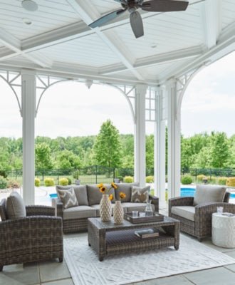 Oasis Court Outdoor Sofa/Chairs/Table Set (Set of 4) - Dark Gray 4 Piece Outdoor Set modern furniture Contempo Furniture