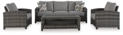 Oasis Court Outdoor Sofa/Chairs/Table Set (Set of 4) - Dark Gray 4 Piece Outdoor Set modern furniture Contempo Furniture