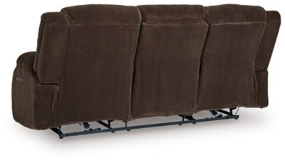 Observation Power Reclining Sofa with Drop Down Table - Dark Brown Reclining Sofa modern furniture Contempo Furniture