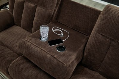 Observation Power Reclining Sofa with Drop Down Table - Dark Brown Reclining Sofa modern furniture Contempo Furniture