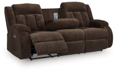 Observation Power Reclining Sofa with Drop Down Table - Dark Brown Reclining Sofa modern furniture Contempo Furniture