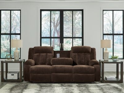 Observation Power Reclining Sofa with Drop Down Table - Dark Brown Reclining Sofa modern furniture Contempo Furniture